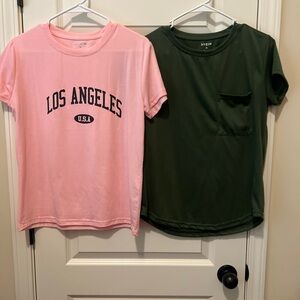 SHEIN Pink and Green Short Sleeve Tees